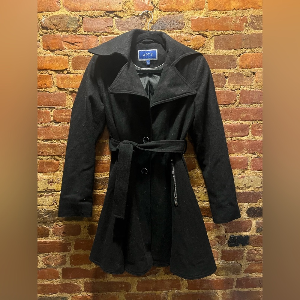 Apt. 9 Women's Black Trench Coat with Belt